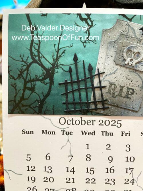 October 2025 Calendar Template. All products can be purchased in our Teaspoon Of Fun Paper Crafting Shop at www.TeaspoonOfFun.com/SHOP.
