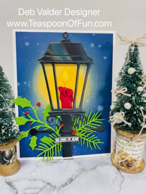 Old Fashion Christmas Lamp Post. All products can be purchased in our Teaspoon Of Fun Paper Crafting Shop at www.TeaspoonOfFun.com/SHOP.
