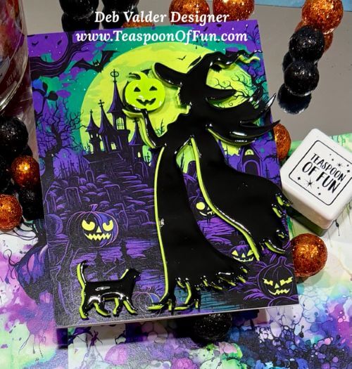 Witch Whispers for Halloween. All products can be purchased in our Teaspoon Of Fun Paper Crafting Shop at www.TeaspoonOfFun.com/shop.