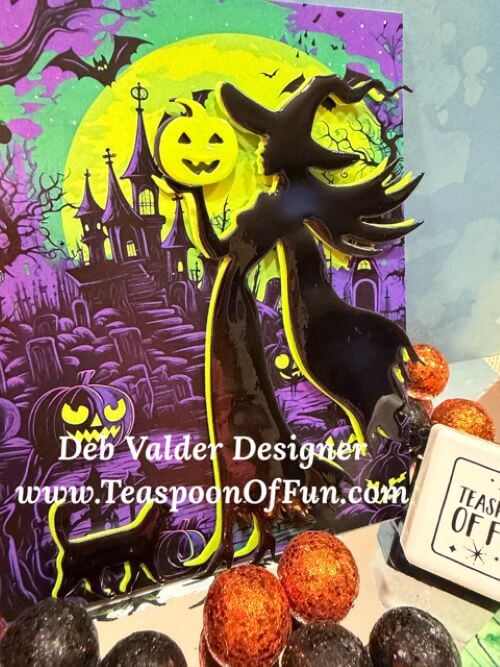 Witch Whispers for Halloween. All products can be purchased in our Teaspoon Of Fun Paper Crafting Shop at www.TeaspoonOfFun.com/shop.