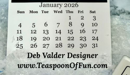 2026 January Calendar Template. All products can be purchased from Teaspoon Of Fun's Paper Crafting Shop at www.TeaspoonOfFun.com/SHOP