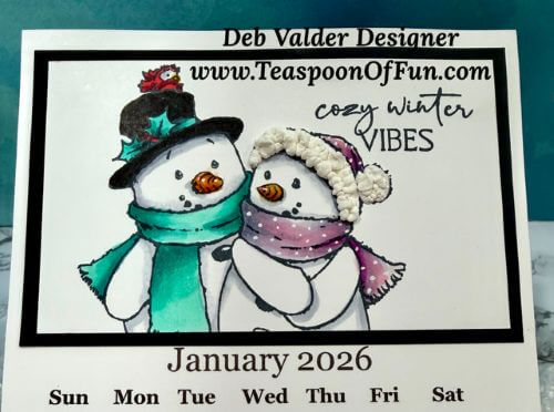 2026 January Calendar Template. All products can be purchased from Teaspoon Of Fun's Paper Crafting Shop at www.TeaspoonOfFun.com/SHOP