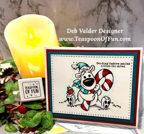 Candy Cane Christmas Bear. All products can be purchased from Teaspoon Of Fun's Paper Crafting Shop at www.TeaspoonOfFun.com/SHOP