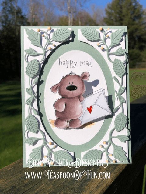 Stuffie LOVES Happy Mail. All products can be purchased in our Teaspoon Of Fun Paper Crafting Shop at www.TeaspoonOfFun.com/SHOP.