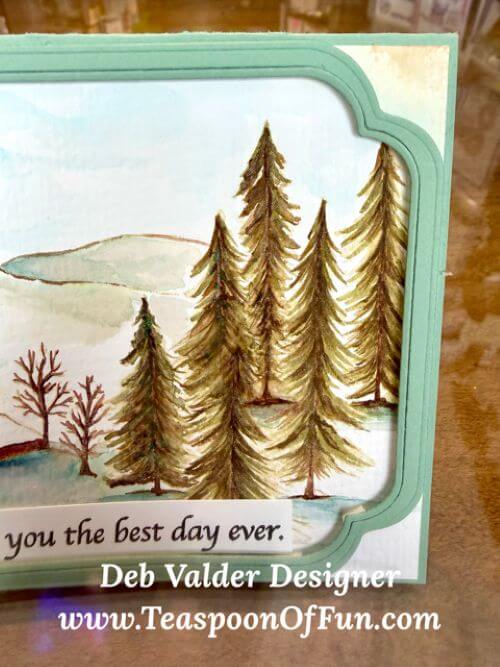 Rural Winter Watercolor. All products can be purchased from Teaspoon Of Fun's Paper Crafting Shop at www.TeaspoonOfFun.com/SHOP.