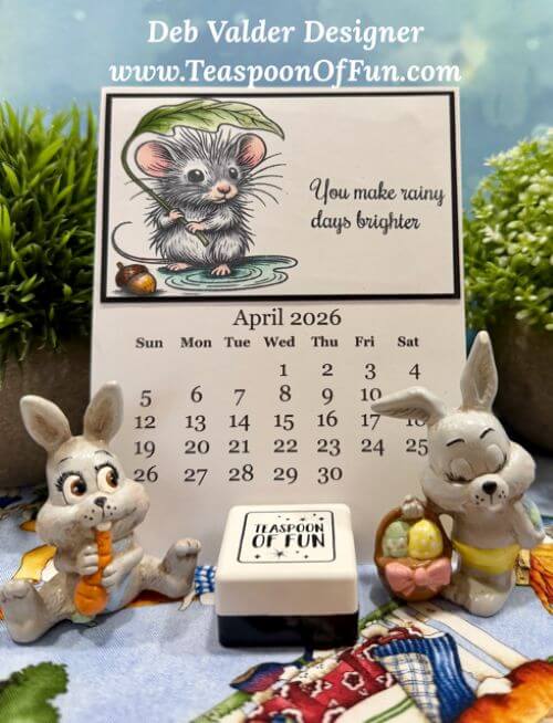 2026 April Calendar Template. All products can be purchased from Teaspoon Of Fun's Paper Crafting Shop at www.TeaspoonOfFun.com/SHOP