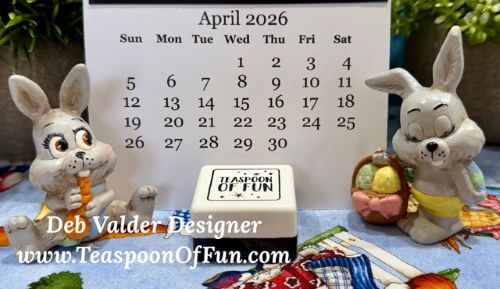 2026 April Calendar Template. All products can be purchased from Teaspoon Of Fun's Paper Crafting Shop at www.TeaspoonOfFun.com/SHOP