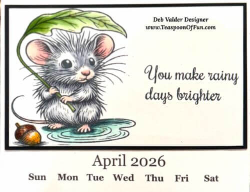 2026 April Calendar Template. All products can be purchased from Teaspoon Of Fun's Paper Crafting Shop at www.TeaspoonOfFun.com/SHOP