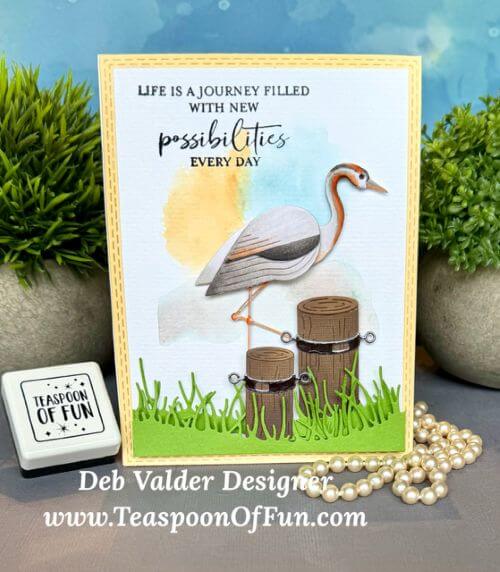 Standing Crane on Waterfront Pilings. All products can be purchased in our Teaspoon Of Fun Paper Crafting Shop at www.TeaspoonOfFun.com/SHOP