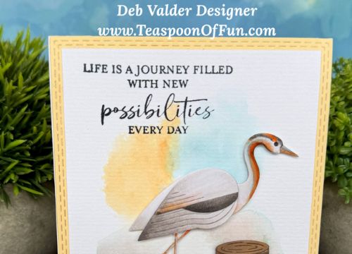 Standing Crane on Waterfront Pilings. All products can be purchased in our Teaspoon Of Fun Paper Crafting Shop at www.TeaspoonOfFun.com/SHOP