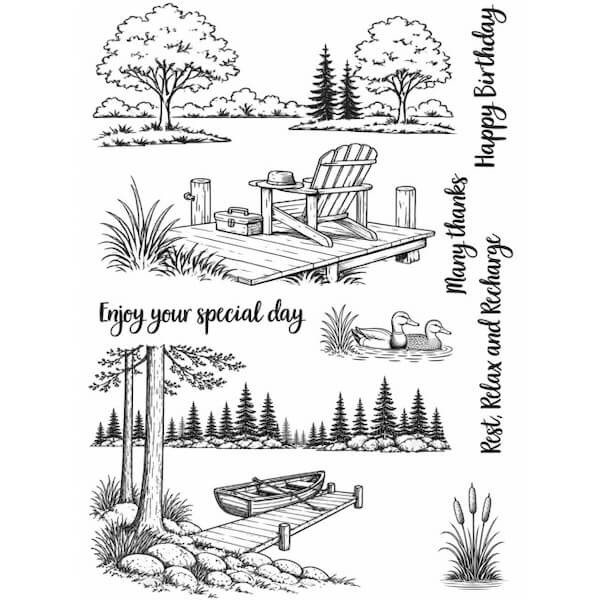 Lake Life NEW Stamp Set. All products can be purchased in our Teaspoon Of Fun Paper Crafting Shop at www.TeaspoonOfFun.com/SHOP.