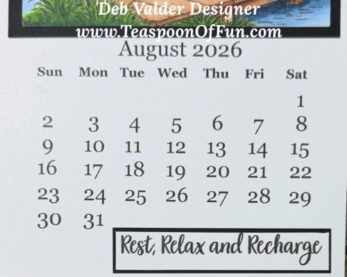 2026 August Calendar Template. All products can be purchased from Teaspoon Of Fun's Paper Crafting Shop at www.TeaspoonOfFun.com/SHOP