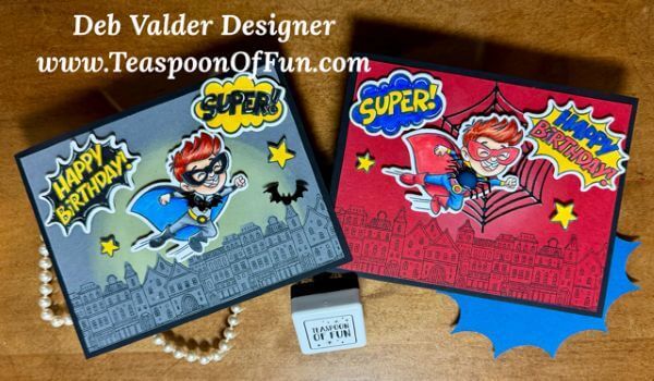 Twining Birthday Super Heroes. All products can be purchased in our Teaspoon Of Fun Paper Crafting Shop at www.TeaspoonOfFun.com/SHOP.