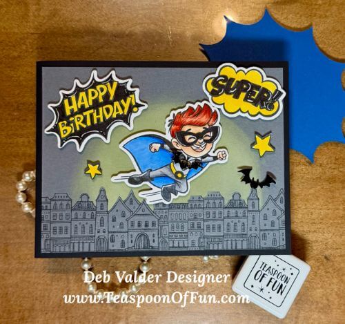 Twining Birthday Super Heroes. All products can be purchased in our Teaspoon Of Fun Paper Crafting Shop at www.TeaspoonOfFun.com/SHOP.
