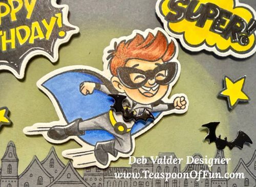 Twining Birthday Super Heroes. All products can be purchased in our Teaspoon Of Fun Paper Crafting Shop at www.TeaspoonOfFun.com/SHOP.